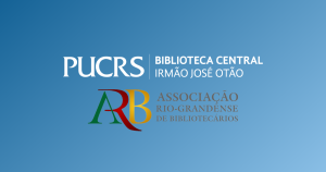 Logo do evento, com a identificação da Biblioteca da PUCRS e da ARB